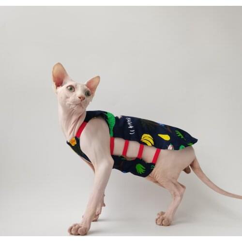 Summer thin sphinx hairless cat German cotton print gown without bones