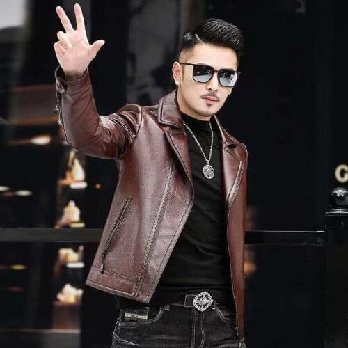 2021 Spring Autumn Men Leather Jacket 100% Genuine Real Sheepskin Casual Male Bomber Motorcycle Biker Mans Slim Fit Coat B290