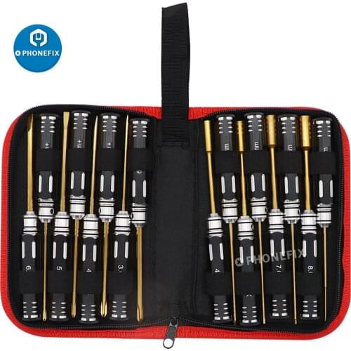 16pcs Hex Screw Driver Tools Kit Titanium Coated 1.5 2.0 2.5 3.04.0 5.0 6.0 5.5 7.0 8.0mm Screwdriver for RC Helicopter Car Toys