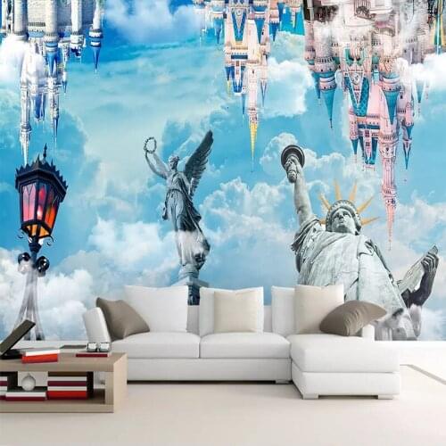 Sky Cloud Castle Building Mural Wallpaper For Living Room Bedroom Background Home Decor Waterproof Wall Cloth Papel De Parded 3D