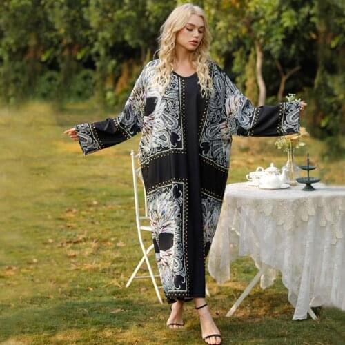 2021 Fashion New Dubai Abaya Is A Summer Dress For Muslim Women In Turkey Print Holiday Loose Casual Dress Vestidos