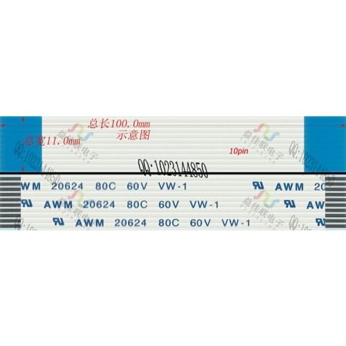 WZSM wholesale New FFC FPC Flexible Cable 1.0 mm 10 Pin 100mm 150mm 250mm Forward Direction AWM 20624 80C 60V