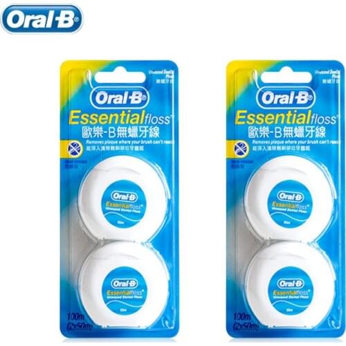 Oral B Dental Flosser Essential Floss Comfortable Unwaxed Floss Deep Clean Oral Hygiene Flat Thread Flosser 50m/pcs