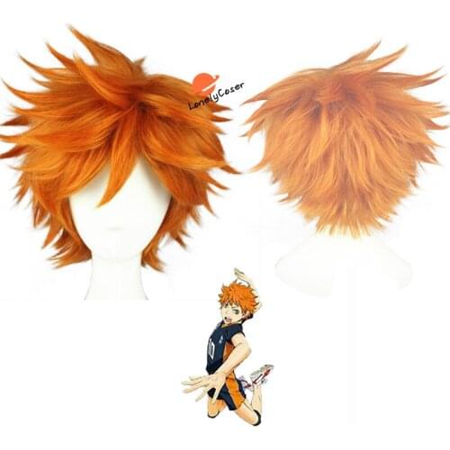 Anime Haikyuu Hinata Shouyo Cosplay Props Short Orange Wig Costume Wigs Heat-resistant Fiber Hair with Wig Cap Halloween