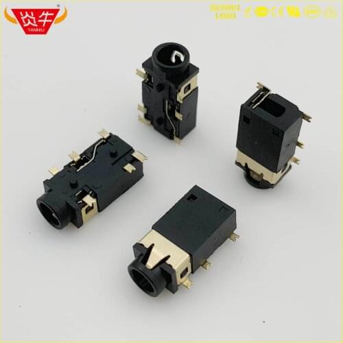 PJ342 3.5mm 6PIN SMD SMT STEREO AUDIO SOCKET HEADPHONE CONNECTOR HEADPHONE SOCKET TWO CHANNEL PC AUDIO SMD SMT GILDED PJ-342
