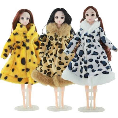 Plush Coat for 1/6 1/4 BJD Dolls Winter Dress Warm Simulation Fur Coat Casual Wear Clothes Accessories for 30cm Dolls Toys