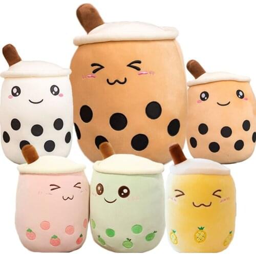 Bubble Tea Cup Plush Toy Pillow Stuffed Real-life Food Milk Tea Soft Doll Cup Pillow Cushion Kids Toys Birthday Gift