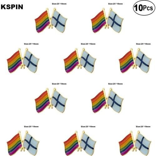 Rainbow&Finland Lapel Pin Flag badge Brooch Pins Badges 10Pcs a Lot