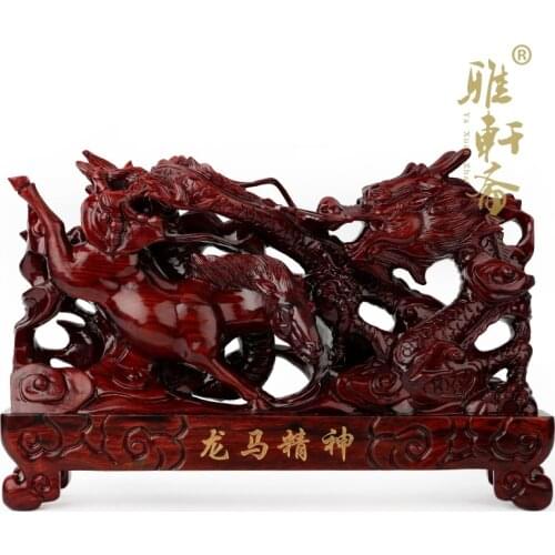 Rosewood Dragon carving crafts Gallery Zhai feng shui ornaments Home Furnishing wood Zodiac vigorous spirit of the aged business