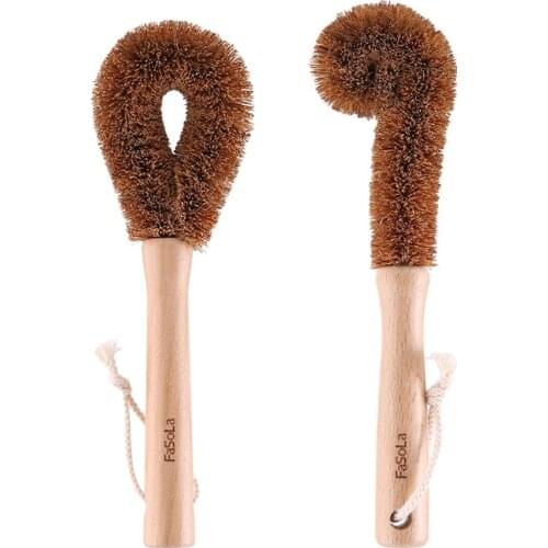 Cup Brush Coconut Palm Long Handle Kitchen Wash Tweezers Glass Bottle Cleaning Brush charitable