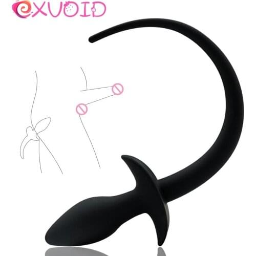 EXVOID Slave Dog Tail Butt Plug Role Play Silicone Anal Plug Prostate Massage Adult Sex Toys for Couples SM Flirting