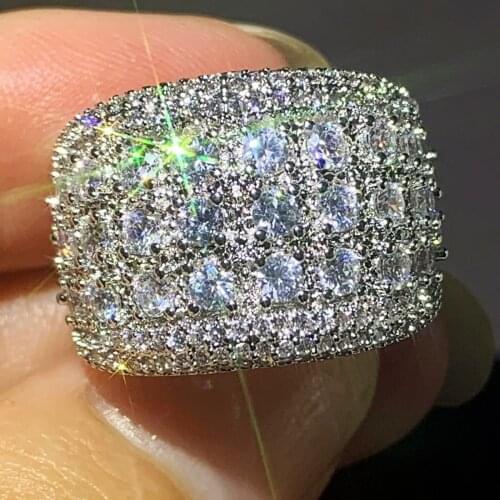 Super Stunning High Quality Luxury Jewelry 925 Silver Fill Pave 5A Cubic Zirconia Promise Wedding Finger Ring for Women Gift