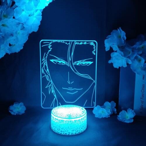 LED Light Manga Anime Avatar Bleach Sosuke Aizen Acrylic Night Lamp RGB Flashing Cool Gift 3D Cartoon Child Room Decor