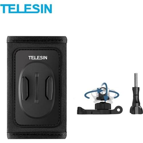 TELESIN 360° Rotate Backpack Mount Quick Release Adjustable Buckle Double J-hook For GoPro 9 Osmo Action Insta360 Xiaoyi SJCAM
