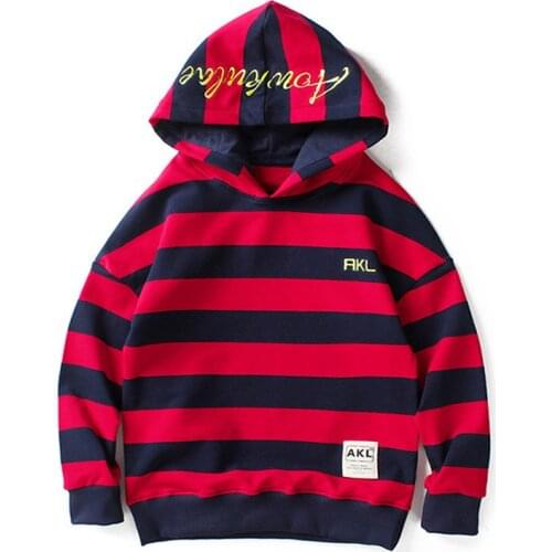 Autumn winter sweater hooded jacket 4-13years old boys girls letter printing thickened warmth Striped lattice Child Quality coat