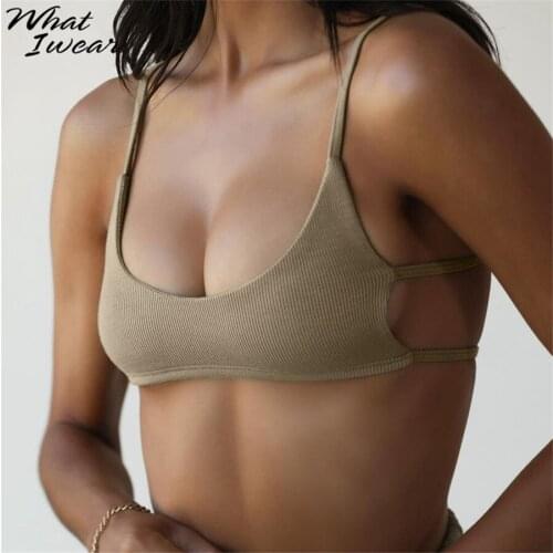 Whatiwear Knitted Solid Spaghetti Strap Crop Top Women Camis Backless Sexy Low Collar Vest Streetwear Party Club Summer Trend