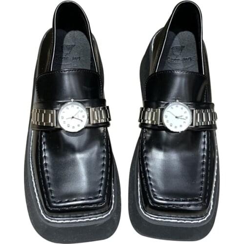 Pumps Women Shoes Retro Lolita Shoes Harajuku High Heels Platform Shoes Fashion Watch Chain Wedges Casual Creepers