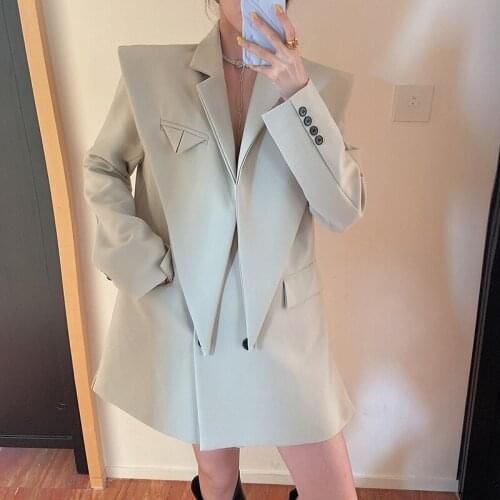 TVVOVVIN women blazer vest blazer set fashion women blazer jacket coat top loose over sized black beige grey new stylish 3C6D