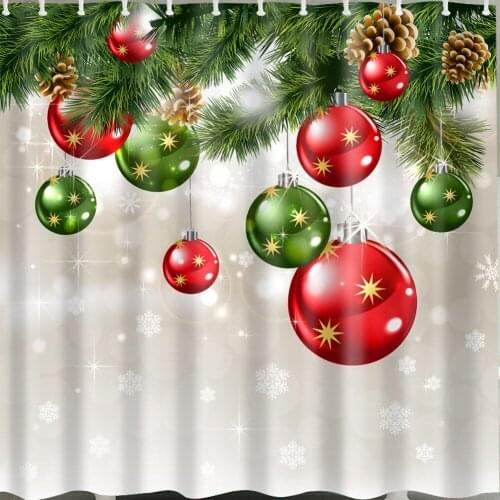 1 Pc Waterproof Christmas-Ball Shower Curtain for Home & Bathroom