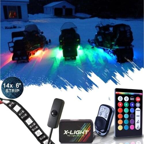 X-LIGHT14pcs Snowmobile LED Body Glow Neon Wireless Lights Kit with Swtich Power relay+ Music Active + Brake Mode + 18 Color