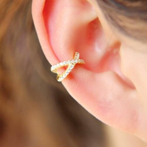 2021 New Brincos simple women jewelry Ear Cuff Cartilage Jacket 925 silver Minimalist Cross Clip Ear Cuff micro pave cz Earring