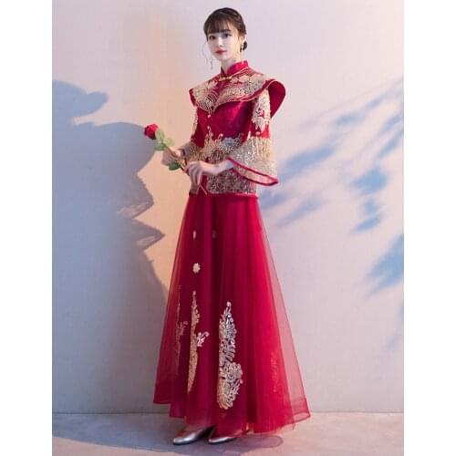 100%real luxury red lace embroidery beading long dress gown cosplay/studio/stage