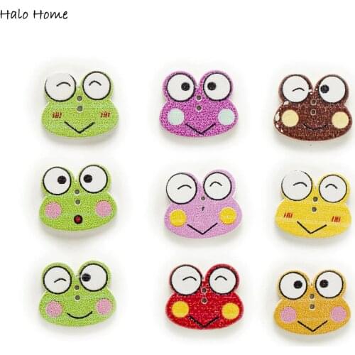 30pcs Frog Wood Buttons for Sewing Scrapbooking Clothing Headwear Handmade Crafts Home Decor Accessories DIY 21x18mm