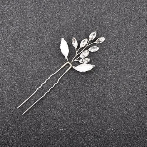 4PCS Silver Color Leaf Rhinestone Hairpins Wedding Leaf Hair Jewelry Accessories Handmade Head Decoration Hair Ornament Sticks