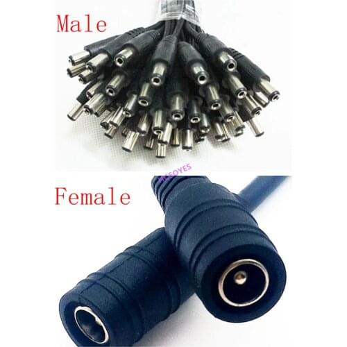 HCSOYES Female male DC power Plug Adapter led connector Cable Pigtail Plug Wire for 3528 5050 Strip CCTV IP camera DC 5.5x2.1