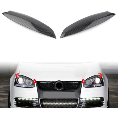 Car Styling Headlight Eye Lid Eyebrow Cover Trims For VW Golf MK5 GTI R32 2005 2006 2007 Carbon Fiber Look ABS Plastic 2Pcs