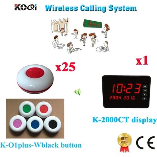 Table Bell Calling System Best Price Long Range Distance Wireless Waiter Bell Restaurant Pager 1 Set(1 display+25 call button)
