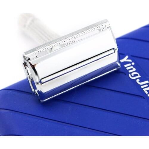 Double Edge Butterfly Safety Razor Metal razor with blue plastic box Yingjili 8206-M good quality 100PCS/LOT NEW