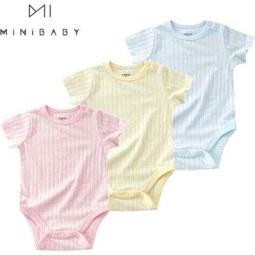 Newborn Baby Bodysuits Summer Baby Boys & Girls Cotton O-neck Pure Color Short-sleeve Triangle Jumpsuit For Girls Baby Costume