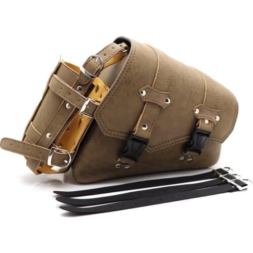 Motorcycle Side Bag Saddlebags Synthetic Leather Motorcycle Swingarm Bag Tool Storage Bag Brown For Suzuki Yamaha For Honda
