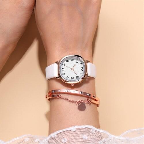 Personality Female Student Belt Watch Retro Small Square Digital Face Quartz Ladies Watch Thin Belt Watch