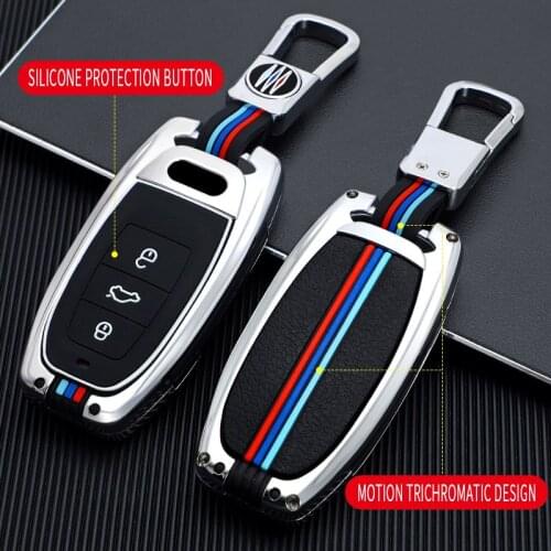 Zinc Alloy Key Case For Audi A1 A3 A4 A5 A6 A7 A8 Quattro Q3 Q5 Q7 2009~2015 Car accessories car styling keychain new key cover