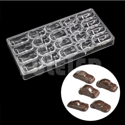 DIY 5 Types Cars Shape Polycarbonate Chocolate Mold Confectionery Candy Mold Baking Cake Decoration Tools