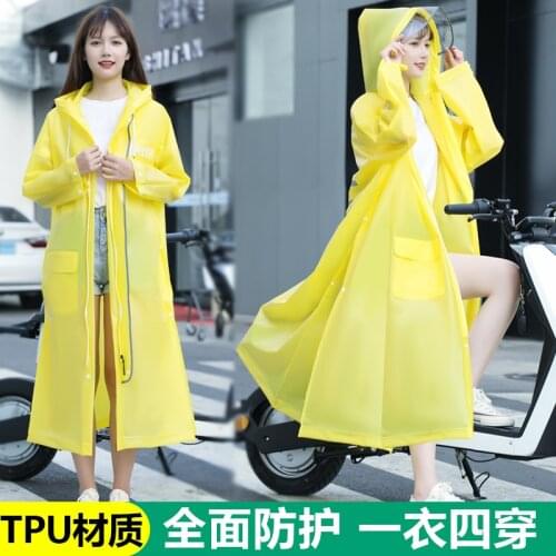 TPU Raincoat Adult Student Male and Female Body Lengthen and Thicken Rainproof Electric Bicycle Hiking Cute Poncho