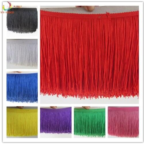 Hot 5 Yard 15CM Long Lace Fringe Trim Polyester Tassel Fringe Trimming For Diy Latin Dress Stage Clothes Accessories Lace Ribbon