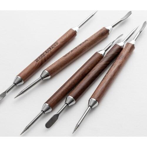 Coffee art needles barista cappuccino espresso coffee decorating high quality wooden handle tamper creative coffee art pen tools