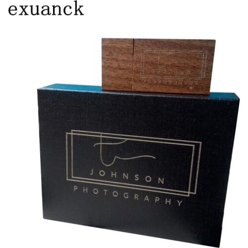 Custom Photography Wedding Logo Walnut Usb 2.0 4GB 8GB 16GB 32GB Memory Stick Flash Pendrive (20pcs Free Logo)