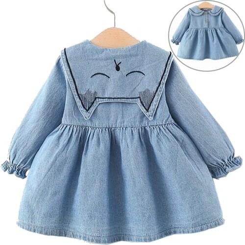 Winter Fall Girls Denim Dress Clothes Long Sleeve Lounge Set for Children Kids Costumes Newborn Baby Rompers Vestidos Bebe