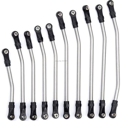 Metal Link Set Sturdy Vehicle Linkage 5mm Steering Rod with Nylon End for 1/10 RC Crawler Car Axial SCX10 II 90046 90047 90075