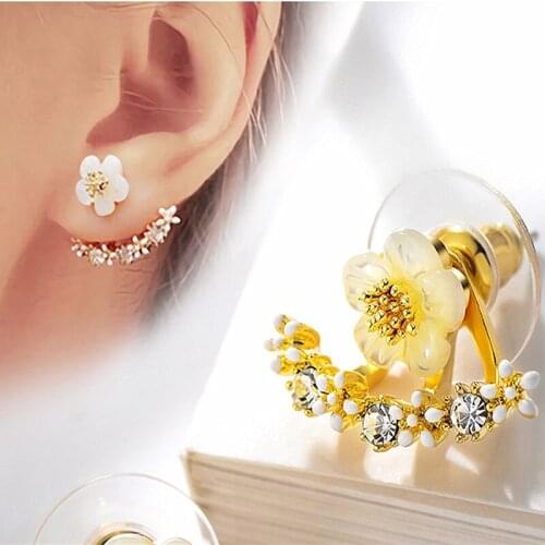 Korean Jewelry Zircon Pearl Heart Crystal Flower Angel Wings Geometry Hoop Earrings For Women Statement Ear Jewelry Wholesale