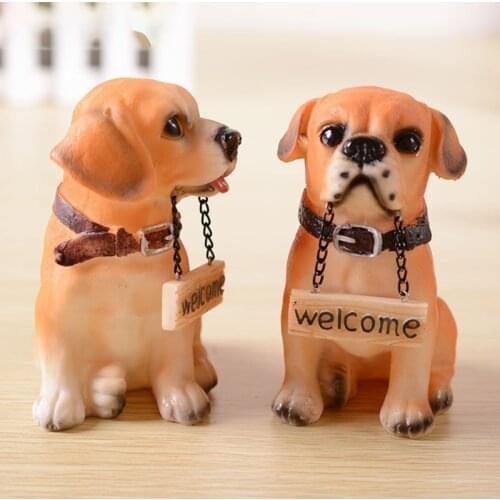 Creative Simulation Dog Statues Sign Resin Ornament Puppy Figurine Animal Sculpture Indoor Outdoor Garden Home Decoration