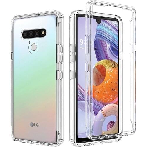 Crystal Clear 2 in 1 Shockproof Transparent Cases Hard Bumper Soft TPU Protective Cover for LG Stylo 6 Case