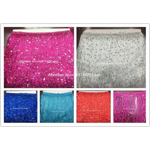 10 Yard/Lot 20CM Long Polyester Lace Tassel Fringe Lace Trim Ribbon Sew Latin Dress Stage Garment Curtain DIY Accessories SM028