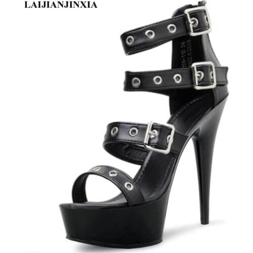 LAIJIANJINXIA New Women Sandals Plus size 34-46 Summer Shoes Sandals 15CM High Heels Platform Sandals Women Party Shoes K-126