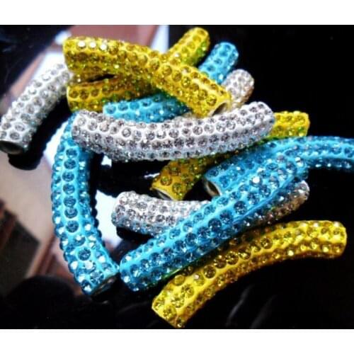 Best clay black wghrt3ed mixed multi color long bending tube beads Wholesale DIY bead for bracelet crystal