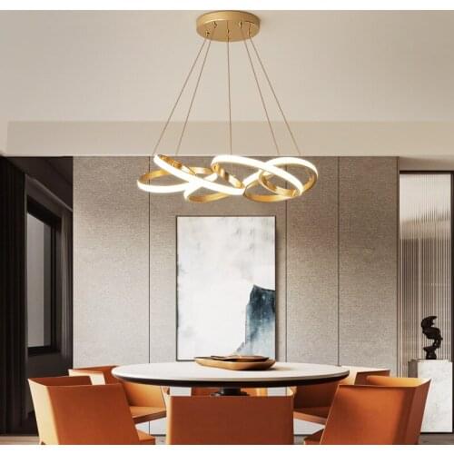 Modern Minimalist Personality Art Aluminum Circle Shaped Ring-shaped Living Room Bedroom Chandelier Led Dining Room Chandelier
